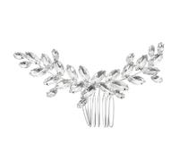 SHERCHPRY Peine de pelo de vidrio decoración broche de novia francés acortar pelo de novia clips lado peine de pelo boda peine del pelo de la boda de la peine de aleación Plata