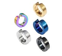 SHERCHPRY Pendientes Clip de Acero Inoxidable 5 Piezas Colores Surtidos Punk Hip Hop para Hombre Accesorios de Oreja sin Agujero 13 Mm para Fiesta y Uso Diario Color Aleatorio