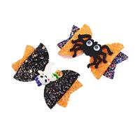 SHERCHPRY Pinzas Pelo de Halloween Lazo para Niña 4 Unidades Tamaño Pequeño Diseño Fantasma y Araña Accesorios para Niñas Fiesta Disfraces