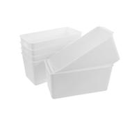 SHERCHPRY Plástico Caja Organizadora con Asa Apilable Blanco 6 Piezas | Diseño Transparente y Abierto, Perfil Estrecho Modular, Adecuado para Documentos y Material de Oficina