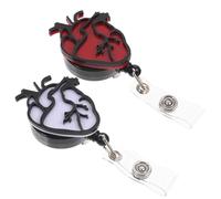 SHERCHPRY Porta Credenciales Retráctil Forma de Corazón Clips Porta Credenciales para Enfermería 2 Unidades Blanco y Rojo Carretes Retráctiles Portátiles para Identificación Hospitales
