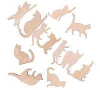 SHERCHPRY Recortes de Madera Forma de Gato 12 Piezas en Color Camel para Manualidades DIY Tablones Lisos Resistentes para Decoración del Hogar y Proyectos Creativos