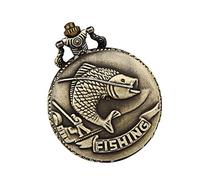 SHERCHPRY Reloj De Bolsillo Vintage De Aleación De Bronce Diseño De Relieve, Movimiento De Cuarzo Preciso, Portátil para Pesca y Uso Diario, Color Bronce Antiguo