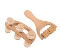 SHERCHPRY Rodillo de Masaje Manual de Madera Portátil 2 Piezas Masajeador Corporal para Cuello Espalda y Músculos Herramienta de Automasaje Compacta para Relajación y Alivio Muscular en
