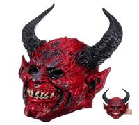 SHERCHPRY Roja Máscara de Demonio Cuernos Halloween de Espuma para Adultos | Cobertura Facial Completa, Abertura para Ojos, Boca y Nariz, una Pieza Correa Elástica, Cosplay y Fotos