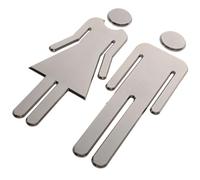 SHERCHPRY Señalización Baños para Hombres y Mujeres Acero Inoxidable Negro Satinado Letreros Adhesivos para Puertas de Aseo Uso Oficinas Hoteles y Baños Públicos