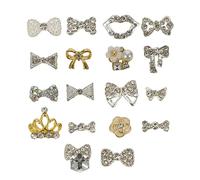 SHERCHPRY Tachuelas De Decoración De Uñas 18 Piezas Tamaño Pequeño Diseño De Lazo Metálico Para Manicura Diy, Accesorios Para Uñas, Uso Casa o Salón De Belleza