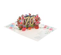 SHERCHPRY Tarjeta de Felicitación 3d Emergente Flores de Aniversario | Papel, sobre Incluido, para Mensajes Escritos, Celebración 70. º Cumpleaños y Recuerdos