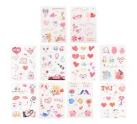SHERCHPRY Tatuajes Temporales Adhesivos para Mujeres y Adultos 10 Láminas Impermeables de Pegatinas de Tatuajes en Diseño de Corazón Colores Vivos Portátiles y Ecológicos para Cuerpo y