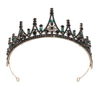 SHERCHPRY Tiara Barroca Vintage para Mujer Gemas de Imitación Diadema Nupcial en Color Verde Antiguo Accesorio para Boda y Tocado de Novia Elegante