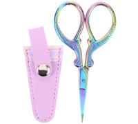 SHERCHPRY Tijeras de Bordar Mini con Funda de Piel Morada y Diseño Cuadriculado Tijeras de Precisión para Costura y Manualidades Herramientas de Corte para Bricolaje y Scrapbooking