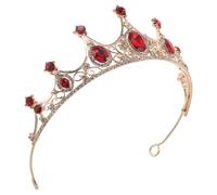 SHERCHPRY Tocado de Princesa para Adultos con Pedrería Brillante Diadema Real Roja Accesorio de Pelo para Bodas Cumpleaños y Fiestas Tocado Nupcial Versátil y Duradero