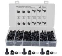 SHERCHPRY Tornillos de Montaje M6 para Armarios Industriales Tuercas de Inserción Cuadradas de Acero al Carbono Set de 100 Piezas Negras en Caja Enjaulada Herrajes Metálicos para