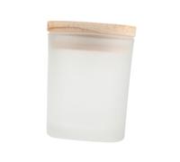 SHERCHPRY Vaso para Vela Aromática de Vidrio Esmerilado Opaco 7,3x8,1 Cm con Tapa de Madera, Recipiente para Hacer Velas Diy, Candelabro Decorativo para Boda y Cumpleaños