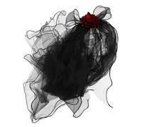 SHERCHPRY Velo De Novia Fantasma Encaje Negro Accesorio De Cabello Gótico Para Mujer Disfraz De Bruja De Halloween Velo De Boda De Disfraz Para Fiesta De Brujas