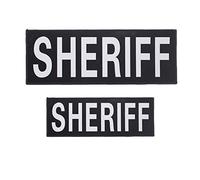 Sheriff Parches Reflectantes Panel Trasero Policía Parche Extraíble Cinta Adhesive Emblema Táctico Militar Moral Para Chaleco Policía Chaqueta Chaleco Mochilas (1 pequeño + 1 grande)