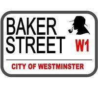 Sherlock Holmes Baker Street - Placa decorativa de metal retro de 20,3 x 30,5 cm