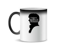 Sherlock Holmes I Believe In Black Portrait Taza de Cerámica Para Té y Café, 300ml, Mágica, Blanca, Rosa, Negra 330ml
