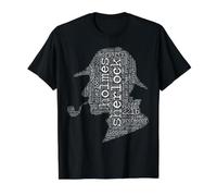 Sherlock Holmes Palabra Nube Camiseta gráfica económica, Hombre, Negro, XL