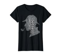 Sherlock Holmes Palabra Nube Camiseta gráfica económica, Mujer, Negro, XS