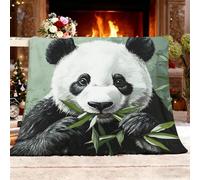 Sherpa XXL 180x200cm China Animales Panda Bambú Esponjoso Franela Suave cálida y Ligera Lavable a Máquina Estilo De Pintura Al óLeo Mantas de Lana Sofá Manta para Niños y Adultos