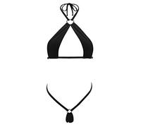 SHERRYLO Bikini de dos piezas sexy conjunto micro bikinis mini bañador traje de baño Sunbath Beachwear - negro - Talla Única