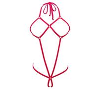SHERRYLO Slingshot Bikini Spider Extreme One Piece Sling Micro Bikinis G String Exotic Slutty Lingerie Set, Rojo, Talla Única