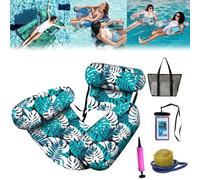 Sherum Aqualounge, Floating Chair, Water Recline Chair, Blow Up Pool Chairs for Adults, Adjustable Pool Float Seats for Party Summer Water Beach Fun (Green)