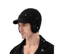 Sherum Cozy Head Beanie with Ear Flaps, Warm Knitted Hat for Men & Women, Perfect for Cold Weather Outdoor Wear (Black)