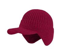 Sherum - Gorro de invierno con ala y oreja, gorro de punto con forro polar cálido, Vino, Talla única