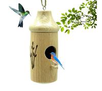 Sherum Wooden Hummingbird House, Ribili Wooden Hummingbird House, Fanyil Hummingbird Feeder, Wooden Hummingbird Nest, Wooden Hummingbird Feeder for Outside, Gardening Decoration (C,1PCS)