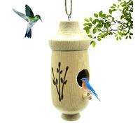 Sherum Wooden Hummingbird House, Ribili Wooden Hummingbird House, Fanyil Hummingbird Feeder, Wooden Hummingbird Nest, Wooden Hummingbird Feeder for Outside, Gardening Decoration (A,1PCS)