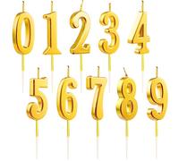 Sheryl&Rain 10 Pcs Velas de Cumpleaños, Vela Númer 0-9 Oro, Velas Cumpleaños, Velas Doradas, Velas Cumpleaños Divertidas, Vela de Cumpleaños para Pasteles para Aniversario, Fiesta decoraciones Tartas