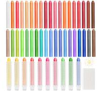 Sheryl&Rain 48 Pcs Tiza Sin Polvo Para Niños, Tizas de Colores con 10 Portatizas RetráCtil, Borrable Lavable Tizas Pizarra, Tizas Gordas de Colores para Suelo, Lápices de Tiza para Escuelas, Oficina