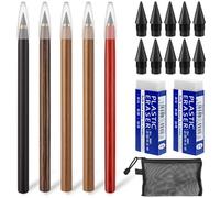 Sheryl&Rain 5 Pcs Lapiz Eterno, Lapiz Infinito con 2 Goma de Borrar, Lápices Mágicos con 10 Puntas de Repuesto, Sin Tinta Lápiz Infinito para Escribir, Dibujar, Hogar, la Oficina, la Escuela