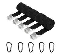 Sheryl&Rain 5 Piezas Cinchas de Amarre con Gancho de Tarjeta,25MM×1.5m Correa de Amarre Negro con Correas Tensoras de Presión para Portaequipajes de Coche Portabicicletas Surf Bicicleta