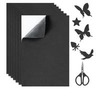 Sheryl&Rain 7 Piezas Goma Eva Adhesiva Negro, Negro Hojas de Fieltro Adhesivas con Tijeras, 3mm Antideslizante Foam Board Espuma Foam Autoadhesivo para Muebles Puertas Ventanas Manualidades 21 x 30 cm