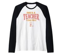 She's A Teacher I Can Tell Western Back to School Camiseta Manga Raglan