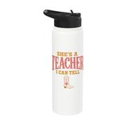 She's A Teacher I Can Tell Western Back to School Stainless Steel Insulated Water Bottle
