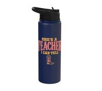 She's A Teacher I Can Tell Western Back to School Stainless Steel Insulated Water Bottle