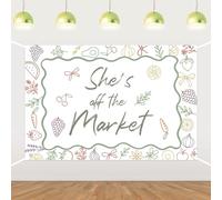 She's Fresh Off The Market - Telón de fondo para despedida de soltera, mercado de agricultores, decoración de despedida de soltera, frutas y verduras, fondo de fotografía para mujeres, despedida de