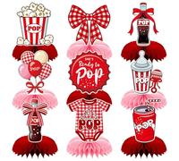 Shes Ready to Pop - Decoraciones para baby shower, palomitas de maíz rosas y rojas, temática de panal, centros de mesa con temática de panal, decoración de mesa para baby shower, revelación de género
