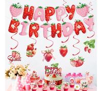 She's The Cherry On Top Banner de papel de aluminio con espirales para decoración de baby shower, temática de cereza, despedida de soltera, fiesta de cumpleaños, decoraciones de frutas para niñas y