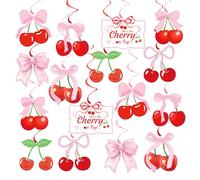 She's The Cherry On Top Banner de papel de aluminio con espirales para decoración de baby shower, temática de cereza, despedida de soltera, despedida de soltera, fiesta de cumpleaños, decoraciones de