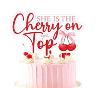 She's the Cherry on Top - Decoración para tarta de despedida de soltera, decoración de cereza para despedida de soltera, lazo rosa, decoración de pastel de despedida de soltera para mujeres,