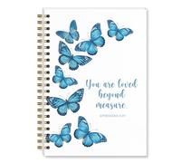 Shescrzionu You Are Loved Beyond Measure - Cuaderno de mariposa para mujer, diario cristiano inspirador, cuaderno de escritura en espiral motivacional para tomar notas y estudio de la Biblia, A04