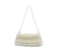 SHESRA Bolsos de perlas de lujo Bolso de hombro para mujer Bolso de perlas Bolsos hechos a mano Bolso cruzado con cuentas Bolso de noche Boda Fiesta nupcial Regalos 33, Blanco