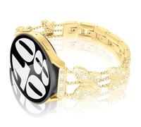 Shesyuki Correa de reloj brillante de 20 mm compatible con Samsung Galaxy Watch 6/5/4 de 40 mm, 44 mm, Galaxy Watch 5 Pro de 45 mm, Galaxy Watch 4 Classic de 46 mm, 42 mm, correa de metal con mariposa