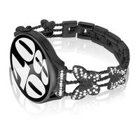 Shesyuki Correa de reloj brillante de 20 mm compatible con Samsung Galaxy Watch 6/5/4 de 40 mm, 44 mm, Galaxy Watch 5 Pro de 45 mm, Galaxy Watch 4 Classic de 46 mm, 42 mm, correa de metal con mariposa