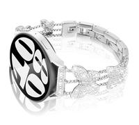 Shesyuki Correa de reloj brillante de 20 mm compatible con Samsung Galaxy Watch 6/5/4 de 40 mm, 44 mm, Galaxy Watch 5 Pro de 45 mm, Galaxy Watch 4 Classic de 46 mm, 42 mm, correa de metal con mariposa